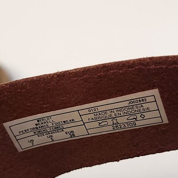 Merrell Sandal Size 7 Women's Nappa Valley Slide Cork Leather Rust Brown Sandals - Picture 11 of 12